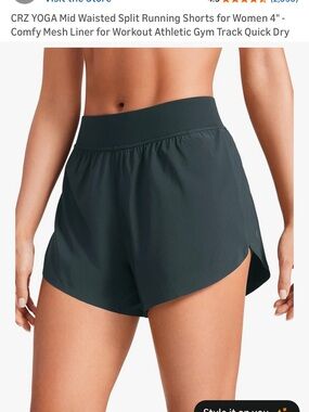 CRZ YOGA Women's Split Athletic Shorts in Melanite Size M